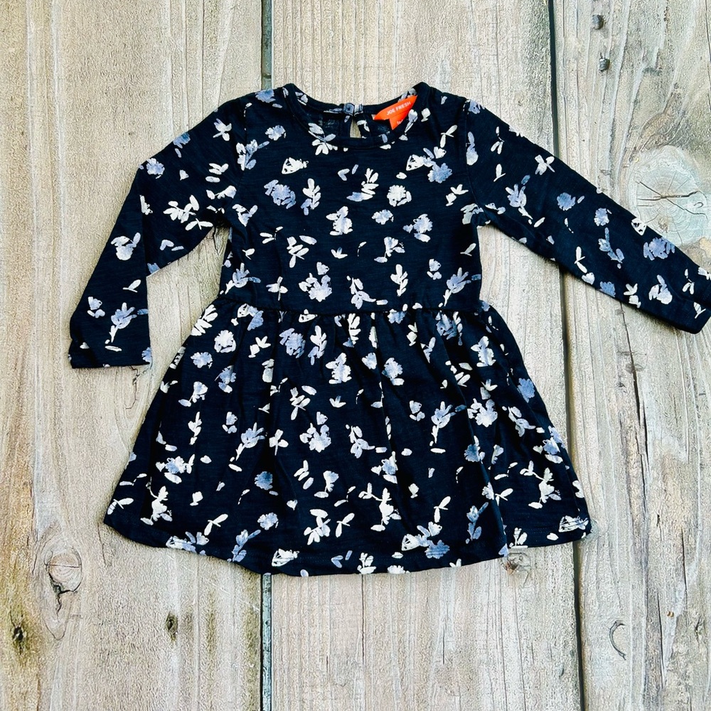 Joe Fresh size 2T Girls Dark Navy Blue Floral Long Sleeve Casual Dress